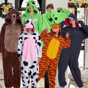 Su misura cartone animato tutina animale pigiama carino accogliente peluche caldo con cappuccio Kigurumi per adulti/bambini tuta di famiglia di natale - Product Image 3