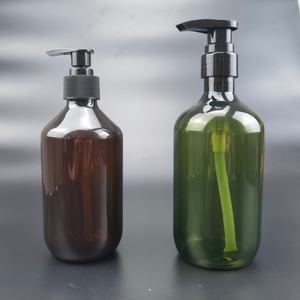 Bouteille de lotion cosmétique en plastique à pompe, transparente, vert ambre, à épaule oblique, 200ml, 250ml, 300ml, 400ml, 500ml, vente chaude - Product Image 6
