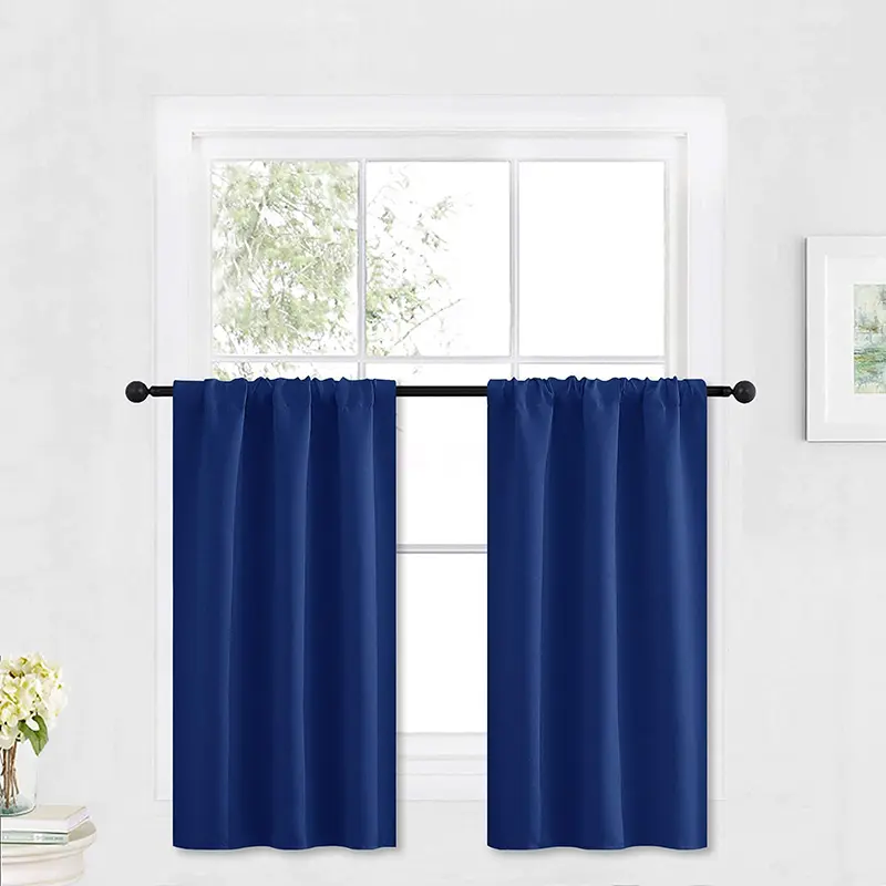 Bindi Home Textile Custom Window Short Drapes Solid Color Kitchen Blackout Curtain