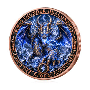 Pièces commémoratives personnalisées OEM ODM en cuivre fin .999 de 1 oz, motif fantaisie Frost Inferno Forest Dragon Phoenix, pièce souvenir - Product Image 3