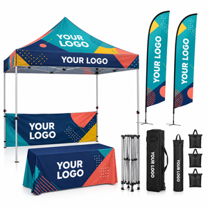 Kit d'installation de stand promotionnel avec mur d'arrière-plan pour tente d'exposition, bannière, nappe, panneau en A, sacs de transport et tente promotionnelle - Product Image 2