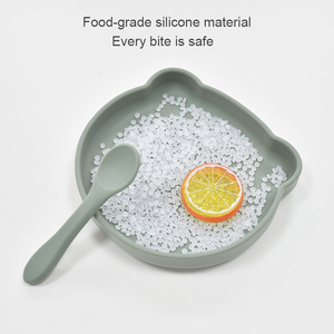 Cartoon Bear Shape Silicone Suction Plate For Baby Feeding Kids Dining Essentials 9 Colors Food Grade <b>Material</b> - Product Image 2
