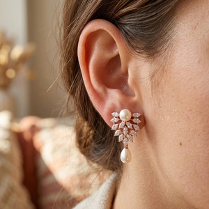Fashion <b>Stud</b> <b>Earrings</b> Wholesale Supplier for Women Girls Daily Wear Stylish <b>Crystal</b> Pearl Jewelry Collection - Product Image 4