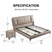 Cadre de lit rembourré moderne gris kaki, taille King, en cuir véritable haut de gamme, ensemble de lit moelleux, fabrication de meubles de chambre à coucher