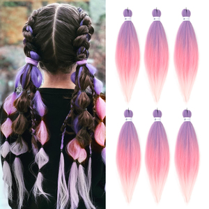 26 Inches Prestretched Braiding Hair Ombre Purple to <strong>Pink</strong> Pre Stretched <strong>Braids</strong> for Women Hair Extension - Product Image 1