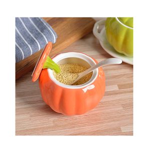 Pot à épices de forme <span class=keywords><strong>citrouille</strong></span> au design élégant, récipient jaune pour le sel, le sucre et les épices - Product Image 2