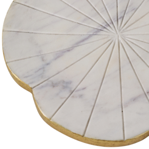 Vassoio Decorativo in Marmo Bianco con Bordo Dorato a Forma Ondulata, Centrotavola per Arredamento Casa, Accento per Tavolino da Caffè - Product Image 5