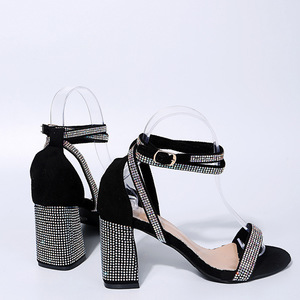 Factory Direct Sales Wholesale High Sexy Rhinestone Chunky Heel One Foot Ring <b>Sandals</b> for Women Shoes - Product Image 4