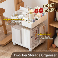 360 °   Étagère à roulettes pivotantes, étagère de rangement portable, support de livre mobile pour salle d'étude, école