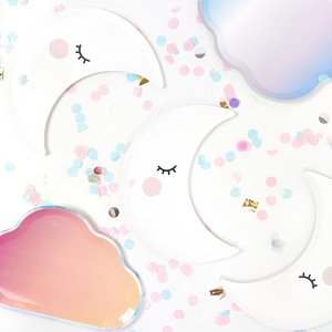 Ensemble de vaisselle jetable sur le thème de la lune, assiettes, gobelets, serviettes, pour enfants, décoration de fête d'anniversaire, vaisselle en papier écologique - Product Image 3