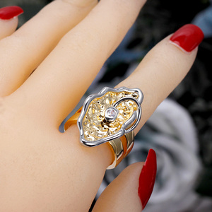 Anillos de dedo de gama alta de moda 011765, joyería india de Zirconia cúbica AAA para mujer, accesorios de joyería de compromiso de boda - Product Image 5