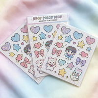 Feuille d'autocollants holographiques personnalisés en film à points, autocollants scintillants holographiques, autocollants personnalisés pour photocartes Kpop, impression Polco Deco Kiss Cut