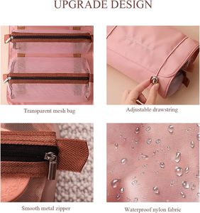 Multifunctional 4-in-1 Large Capacity Nylon Cosmetic <b>Bag</b> Zipper Foldable Portable for Storage Fashion Trend Travel Outdoor - Product Image 2