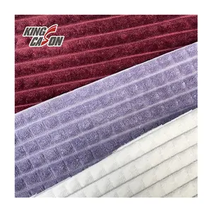 Kingcason Trung Quốc Sản Xuất Tất Cả Các Mùa Mềm Chăn 3D Bumpy Kết Cấu Jacquard 1 Sọc Flannel Lông Cừu Vải Cho Bộ Đồ Giường/Sofa