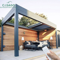 Pergola en aluminium à toit à lames rétractables de qualité commerciale - Étanche IP65 et résistante au vent pour terrasse de restaurant
