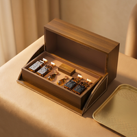 Boîte d'emballage de parfum en bois de luxe à couvercle rabattable, étui de présentation en bois personnalisé avec logo pour plusieurs flacons de parfum, vente en gros