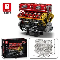Reobrix 33017 2026 Nuevo Kit de Construcción de Motor, Modelo Motorizado con Batería de Litio, Regalo STEM para Entusiastas de la Mecánica