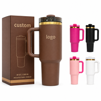 Vaso Térmico de Lujo Personalizado de 40oz, Acero Inoxidable 304, Doble Pared Aislada, con Detalles en Dorado, Gran Capacidad, con Asa y Pajita para Deportes