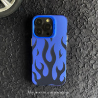 Coque de Téléphone Tendance et Design avec Motif Flamme pour iPhone 7 8 Plus XS XR 11 12 13 Mini 14 15 16 Plus Pro Max – en Plastique Rigide PC