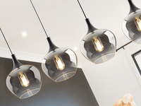 Lampe suspendue LED moderne en verre gris fumé pour îlot de cuisine, bureau et restaurant, décoration nordique pour la maison