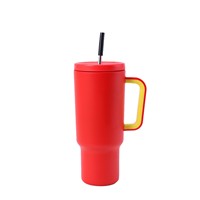 Gobelet isotherme moderne en acier inoxydable à double paroi avec poignée et paille, 40 oz, personnalisable avec logo, écologique, maintien thermique 12-24 heures