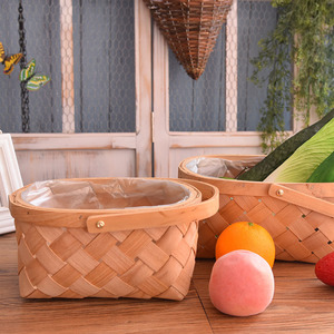 Handmade Bamboo Woven <b>Basket</b> Rectangle Storage <b>Basket</b> For Picnic Home Decor Zen Style - Product Image 3