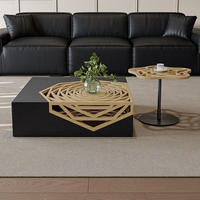Ensemble de tables basses carrées en bois avec rangement pour salon et maison