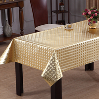 Nappe en PVC métallique à grille dorée RNPT avec support tissé, imperméable et résistante à l'huile pour table de restaurant