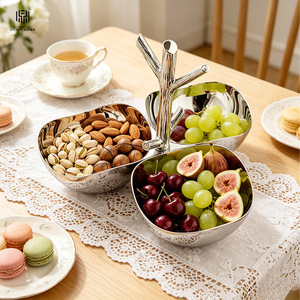 Bandeja en Forma de Rama con Tres Compartimentos, Acero Inoxidable 304 con Acabado Espejo, Almacenamiento de Aperitivos, Decoración para Mesa de Centro, Frutos Secos - Product Image 3