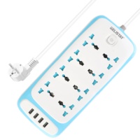 Soket Daya ekstensi standar Universal dengan 4 colokan USB 8 outlet