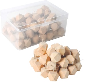 หมุดไม้รูปทรงเรขาคณิต 50 ชิ้น สำหรับตกแต่งกระดานปักผ้า แผนที่ รูปภาพ ปฏิทิน - Product Image 1