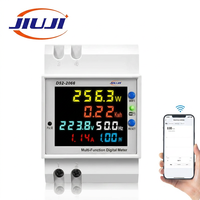 Medidor de Energía Multifunción para Riel DIN D52-2066, Pantalla LCD a Color con WiFi, W kWh V A Hz PF, Monitor de Consumo Eléctrico