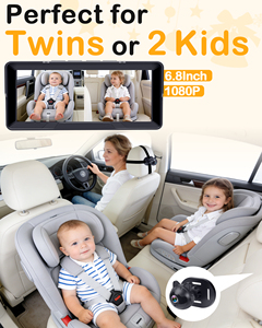 Cámara para Auto con Doble Visión Nocturna 1080P, Monitor Ajustable para Bebés en el Asiento Trasero, Pantalla Dividida de 6.9 Pulgadas, Vista en Tiempo <span class=keywords><strong>Real</strong></span> para 2 Niños - Product Image 2