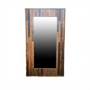 Miroir mural personnalisable en bois recyclé écologique Dekor Asia, style vintage rustique, modèle if 037 pour chambre et salle de bain - Product Image 1