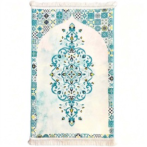 Tappetino da <span class=keywords><strong>Preghiera</strong></span> Musulmano di Alta Qualità con <span class=keywords><strong>Guida</strong></span> alla <span class=keywords><strong>Preghiera</strong></span>, Super Morbido, con Cuscino per le Ginocchia, Design con Testo Islamico per il Ramadan - Product Image 2