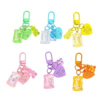 Porte-clés en alliage transparent en forme d'ours mignon couleur bonbon, accessoire de sac ou de téléphone DIY, pendentif de couple