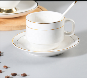 Ensemble tasse et soucoupe à café en <span class=keywords><strong>porcelaine</strong></span> blanche pour hôtel, restaurant, vente en gros, tasses à café en céramique - Product Image 4