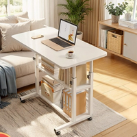Table de chevet simple en métal, bureau réglable en hauteur, station de travail de lecture, tableau d'écriture, étagère de rangement mobile, roulettes pivotantes