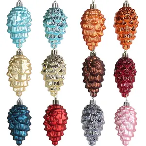 New Plastic Pine Cone Christmas Tree Pendant Christmas Decorations 9cm/8pcs Pendant Bright Matte Christmas Ball