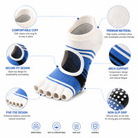 Calcetines de Pilates Antideslizantes con Puntos de Silicona, Punta y Talón Abiertos, Transpirables, con Soporte de Arco para Mujer, Yoga, Barre, Ballet, Logotipo Personalizado