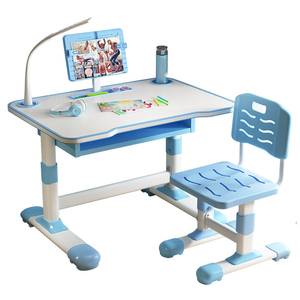 Modern Design Height Adjustable <b>Study</b> Table & <b>Chair</b> Set for Kids Plastic Home Furniture with Bookshelf for School Use - Product Image 1