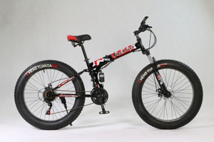Vélo de neige hybride pliable <span class=keywords><strong>24</strong></span> <span class=keywords><strong>pouces</strong></span> avec pneus larges, cadre en acier, suspension intégrale, OEM - Product Image 6