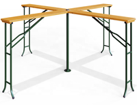 Ensemble de table et bancs pliants robustes en bois de sapin massif pour terrasse, mobilier d'extérieur