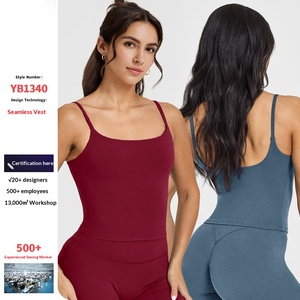 Top de Yoga Europeo Americano para Mujer, Tejido Transpirable con Sensación de Segunda Piel, Ajustado, con Diseño en la Espalda y Almohadillas en el Pecho, Top Deportivo - Product Image 1