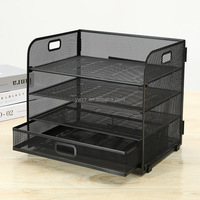 Organisateur de documents en métal noir à 4 niveaux détachable, personnalisable avec logo, pour bureau, maison, école, travail, format A4, vente en gros