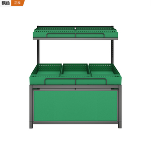 Kệ rau quả siêu thị kệ trưng bày rau và trái cây Kệ rau quả hai lớp màu xanh lá cây - Product Image 1