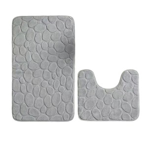 Tapis de sol en polaire corail Cangming N811, couleur unie, moderne et simple, absorbant, ensemble de deux pièces, lavable à la main - Product Image 4
