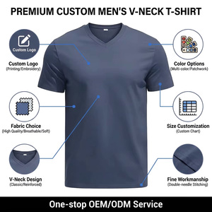T-shirt de performance bleu marine à col en V pour homme – Équipement d'entraînement respirant – Tissu à séchage rapide pour la gym et les nomades numériques – Personnalisé - Product Image 3