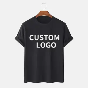 Бесплатный образец, Высококачественная футболка с логотипом, хлопковая футболка унисекс, пустая Мужская футболка с индивидуальным принтом логотипа