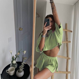 Conjunto de Blusa y Pantalones Cortos de Verano y Primavera para Mujer, Estilo Gótico, Vintage, Bordado, 2 Piezas - Product Image 2